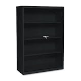 Executive Steel 4 Shelf Bookcase with Glass Doors, 36w x 15d x 52h, Black (TNN352GLBK) Category: Metal Bookcases