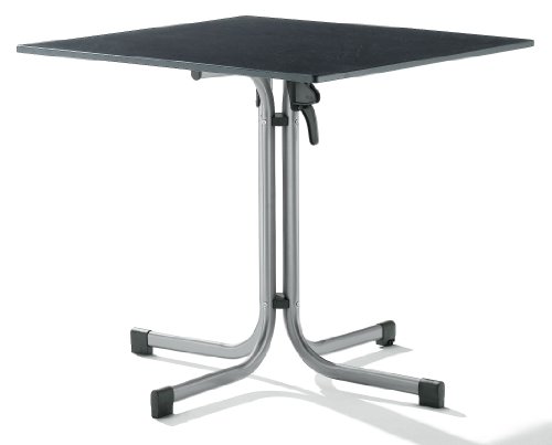 SIEGER 1330-50 Gastro-Tisch mit Puroplan-Platte 80 x 80 cm, Stahlrohrgestell graphit, Tischplatte Schieferdekor, anthrazit