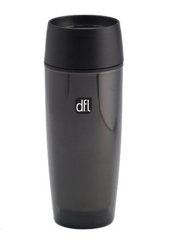 Design For Living Stainless Steel Center-Push Travel Coffee Mug, Black