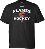 NHL Calgary Flames Authoritative Black Short Sleeve Tee (Black, Small)