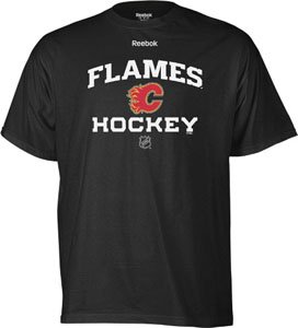 NHL Calgary Flames Authoritative Black Short Sleeve Tee (Black, Large)