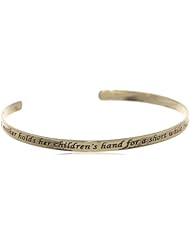 Sterling Silver "A Mother Holds Her Childrens Hand For A Short While But Their Hearts Forever" Cuff Bracelet, 7"