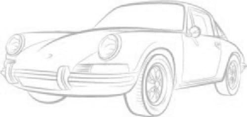 Porsche Sports Car Sketch Vinyl Sticker, Matte Slate Grey 3 ft.