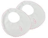 Princess Linens Garden Pique Bib, 2-pack - White with Light Pink Rick Rack Trim-I