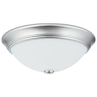 Lithonia Lighting 11982 BN M4 One-Light Fluorescent Flush-Mount Ceiling Fixture, Brushed Nickel with White Globe