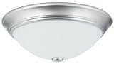 Review Lithonia Lighting 11982 BN R4 / Lithonia Lighting One-Light Fluorescent Flush-Mount Ceiling Fixture, Brushed Nickel with White Globe #11982 BN R4