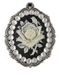 Gasoline Glamour Black & White Rose Crystal Rhinestone Charm Necklace