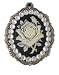 Gasoline Glamour Black & White Rose Crystal Rhinestone Charm Necklace