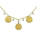 16 Chain with 3 Satin Disc Drops & 5 Diamonds .10cttw