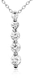 Sterling Silver Cubic Zirconia 5-Stone Pendant, 18"