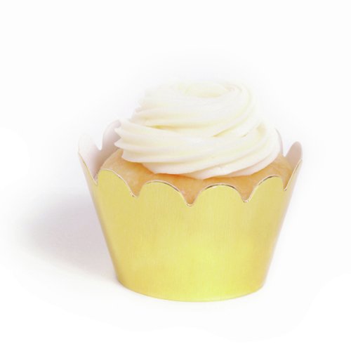 Dress My Cupcake Maya Mini Gold Foil Cupcake Wrappers, Set of 18