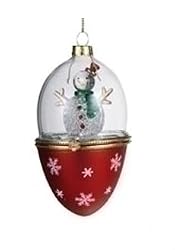 4.75" Spun Glass LED Lighted Color Changing Snowman Christmas Ornament