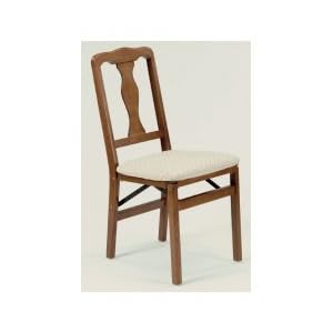 Folding Dining Chair - Queen Anne - Set of 2 (Fruitwood) (35.5H x 16.75W x 19.25D) by