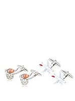 SILVIO SILVANI Dos Pares Gemelos Fantasía De Avión Boeing Y Canasta De Baloncesto Con Pelota Plateado / Naranja