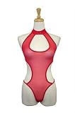 Exposed By Magic Silk : Exposed By Magic Silk Sheer Mesh Choker Teddy, Red, Large/Xlarge
