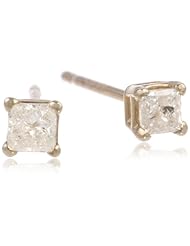 10k Yellow Gold Princess-Cut Diamond Studs (1/8 cttw, J-K Color, I2-I3 Clarity)