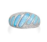 Synthetic Blue Opal and CZ Shrimp Ring