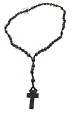 Brown Wood Rosary Bead Beads Necklace With Cross / Crucifix