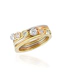 Torrini Bezel-set Diamond Three-tone 18K Gold Stackable Ring - Set of Six