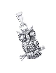 Owl Pendant Charm Sterling Silver