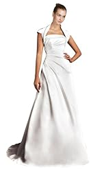 A-line Strapless Lace-Up Sheath Satin  Dress with a Court Train 