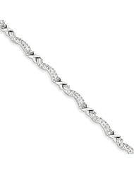 Genuine .925 Sterling Silver Diamond Bracelet 9.1 Grams . 100% Satisfaction Guaranteed.