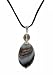 Necklace - N12 - Genuine Semi Precious Gemstone on Black Silky Satin Cord - Oval Shape ~ Black Striped Agate