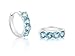 Medium-Sized Sterling Silver 4-Stone Sky Blue Topaz Hoop Earrings