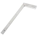 uxcell 曲尺　角スクエア定規　アングルステンレス鋼スクエアルーラー 　ツールL測定 350mm　ブラック