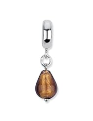 Sterling Silver s Brown Italian Murano Glass Dangle Bead by Reflection Beads, Best Quality Free Gift Box Satisfaction Guaranteed