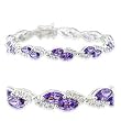 Sterling Silver Bracelets with Clear/Amethyst CZ ,7 Inches