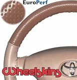 Universal Size AXX Wheelskins EuroPerf Perforated Color Genuine Leather Steering Wheel Covers TopColor - GreyPerf SideColor - Black