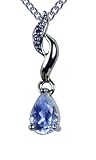 9CT  White Gold Fancy Diamond Twist with Teardrop Blue Topaz and Pendant on 18 Curb Chain