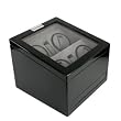 New Improved Quad Watch Winder For Four Automatic Watches with Two Holders and 5 Watch/Pen Storage Drawer Black Finish