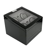 New Improved Quad Watch Winder For Four Automatic Watches with Two Holders and 5 Watch/Pen Storage Drawer Black Finish
