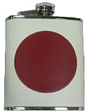 Simran HFFS-6198 Ajmer 6 oz. Japanese Flag Genuine Leather Stainless Steel Flask