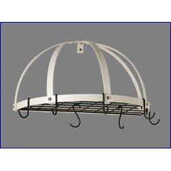 Rogar Half Dome Wall Mount Pot Rack with Grid Classic Black & White