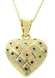 18kt Over Sterling Silver Enamel Puffed Heart Chime Pendant
