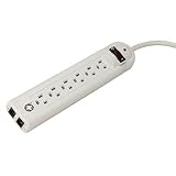 Deluxe 6-Outlet Surge Protector Strip, 1050 Joules, 6' Cord, Putty CEB94001