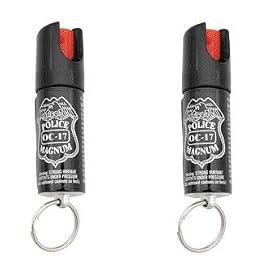 2 Police Magnum OC-17 Keychain Red Pepper Mace Spray w/ UV Dye - 1/2oz Hard Cases