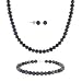 Schmuckset: Kette, Armband und Ohrringe aus echten 5.5- 6mm gro�en schwarzen S��wasserperlen, Sterling Silber