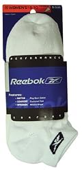 Reebok 1/2 Cushion Low-Quarter White with Navy Logo Womens 3 Pack