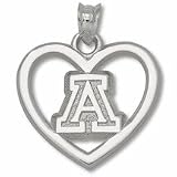 Arizona Wildcats A Heart Pendant - Sterling Silver Jewelry