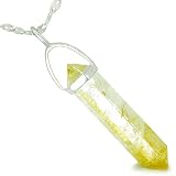 Amulet 925 Sterling Silver Citrine Crystal Point Natural Energy Healing Powers Pendant on 22" Steel Necklace