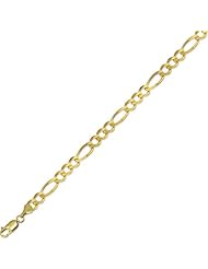 22" 10K Yellow Gold 7.0mm (2/7") Polished Diamond Cut Royal Figaro Link w/ Lobster Clasp
