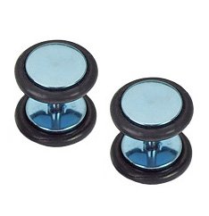 Titanium Anodized Light Blue Earrings Rings Fake Cheater Plug 16 gauge ( 1 Pair)