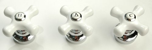 Porcelain Handle 3-pcs Set, Chrome Finish, Fits Price Pfister Shower Valve - By Plumb USA 32336 X 3