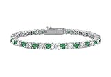 Emerald and Diamond Tennis Bracelet : 18K White Gold - 2.00 CT TGW