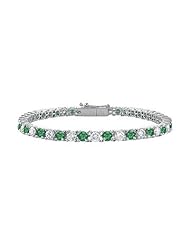 Emerald and Diamond Tennis Bracelet 18K White Gold - 2.00 CT TGW