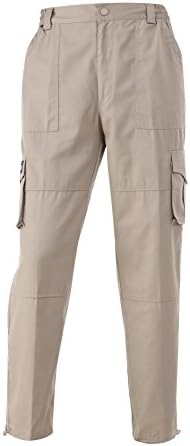 Men's Cargo Pants Elastic Waistband Loose Fit Military Outdoors Work (33 Light Khaki)